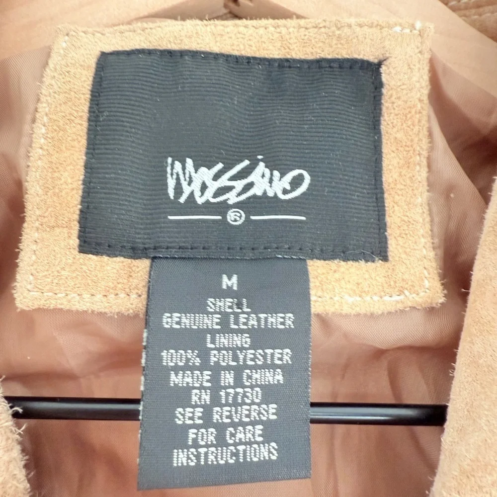 VTG Mossimo 90s Genuine Suede Leather Utility Jacket Tan Size Medium - Picture 4 of 9
